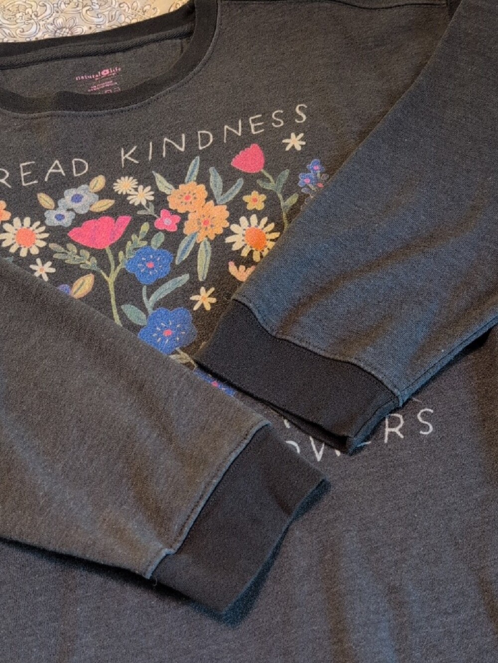 Natural Life Charcoal Crewneck Sweatshirt with Pink Logo - Picture 5 of 5